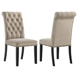 Alana Velvet Upholstered Dining Side Chair Sand (Set of 2) | Beige | Sand / Rustic Espresso | 115182