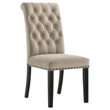 Alana Velvet Upholstered Dining Side Chair Sand (Set of 2) | Beige | Sand / Rustic Espresso | 115182