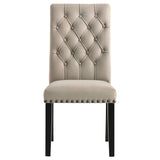 Alana Velvet Upholstered Dining Side Chair Sand (Set of 2) | Beige | Sand / Rustic Espresso | 115182