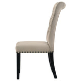 Alana Velvet Upholstered Dining Side Chair Sand (Set of 2) | Beige | Sand / Rustic Espresso | 115182