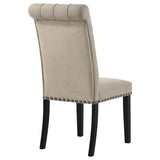 Alana Velvet Upholstered Dining Side Chair Sand (Set of 2) | Beige | Sand / Rustic Espresso | 115182