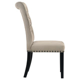 Alana Velvet Upholstered Dining Side Chair Sand (Set of 2) | Beige | Sand / Rustic Espresso | 115182