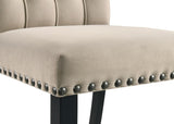 Alana Velvet Upholstered Dining Side Chair Sand (Set of 2) | Beige | Sand / Rustic Espresso | 115182