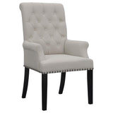 Alana Velvet Upholstered Dining Arm Chair Sand | King | Grey | Sand / Rustic Espresso | 115183
