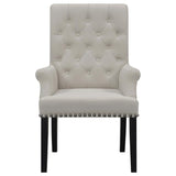 Alana Velvet Upholstered Dining Arm Chair Sand | King | Grey | Sand / Rustic Espresso | 115183