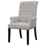 Alana Velvet Upholstered Dining Arm Chair Sand | King | Grey | Sand / Rustic Espresso | 115183