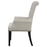 Alana Velvet Upholstered Dining Arm Chair Sand | King | Grey | Sand / Rustic Espresso | 115183
