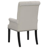 Alana Velvet Upholstered Dining Arm Chair Sand | King | Grey | Sand / Rustic Espresso | 115183