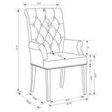 Alana Velvet Upholstered Dining Arm Chair Sand | King | Grey | Sand / Rustic Espresso | 115183