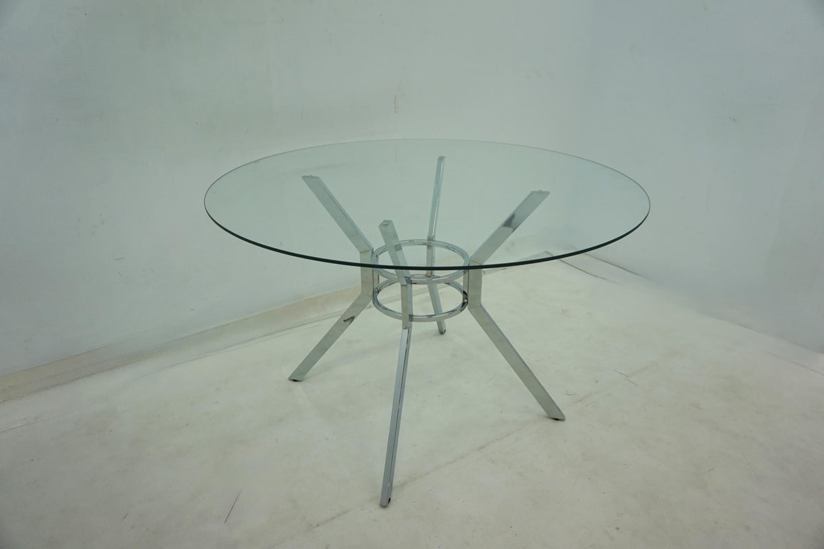 Steele 48-inch Round Glass Top Dining Table Chrome
