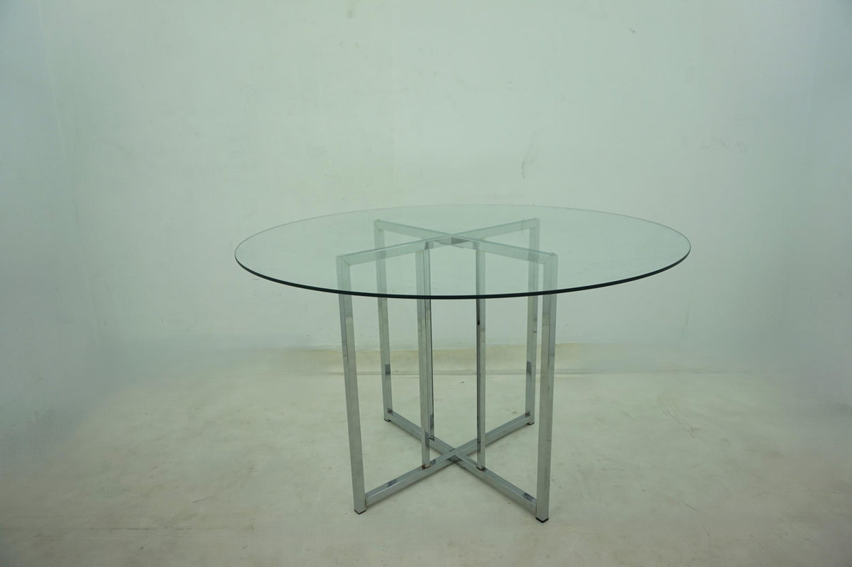 Pace 48-inch Round Glass Top Dining Table Chrome