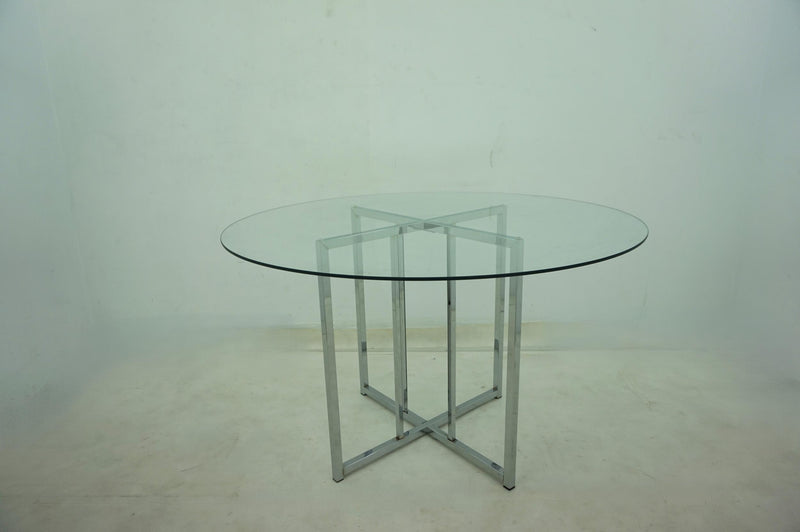 Pace 48-inch Round Glass Top Dining Table Chrome
