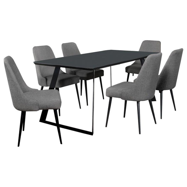 Smith 7-piece Rectangular Ceramic Top Dining Table Set Black