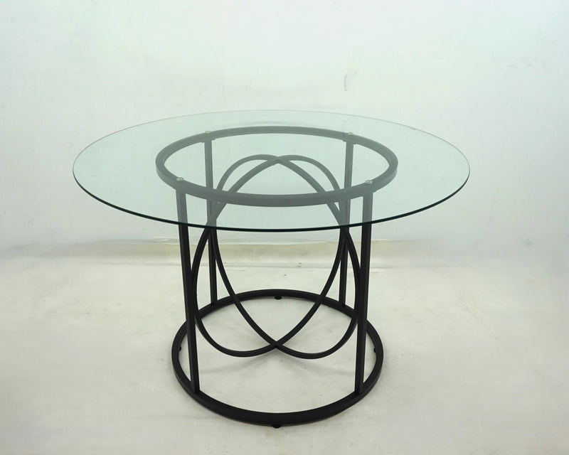 Levy 48-inch Round Glass Top Dining Table Matte Black