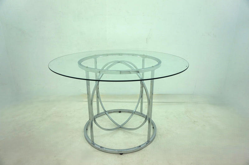 Levy 48-inch Round Glass Top Dining Table Chrome