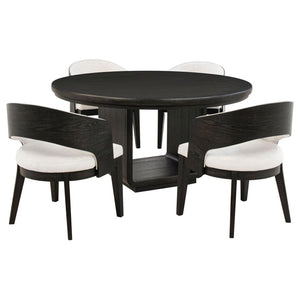 Leandro 5-piece Round Dining Table Set Burnished Black