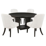 Leandro 5-piece Round Dining Table Set Burnished Black | 115390-S5
