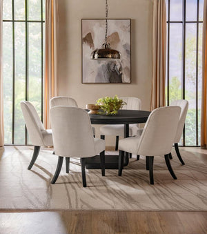 Leandro 7-piece Round Dining Table Set Burnished Black