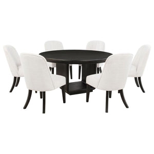 Leandro 7-piece Round Dining Table Set Burnished Black