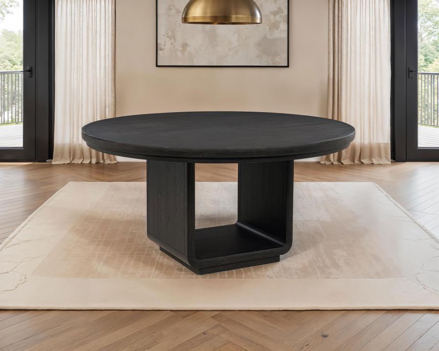 Leandro 60-inch Round Dining Table Burnished Black