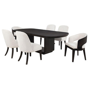 Leandro 7-piece Rectangular Dining Table Set Burnished Black