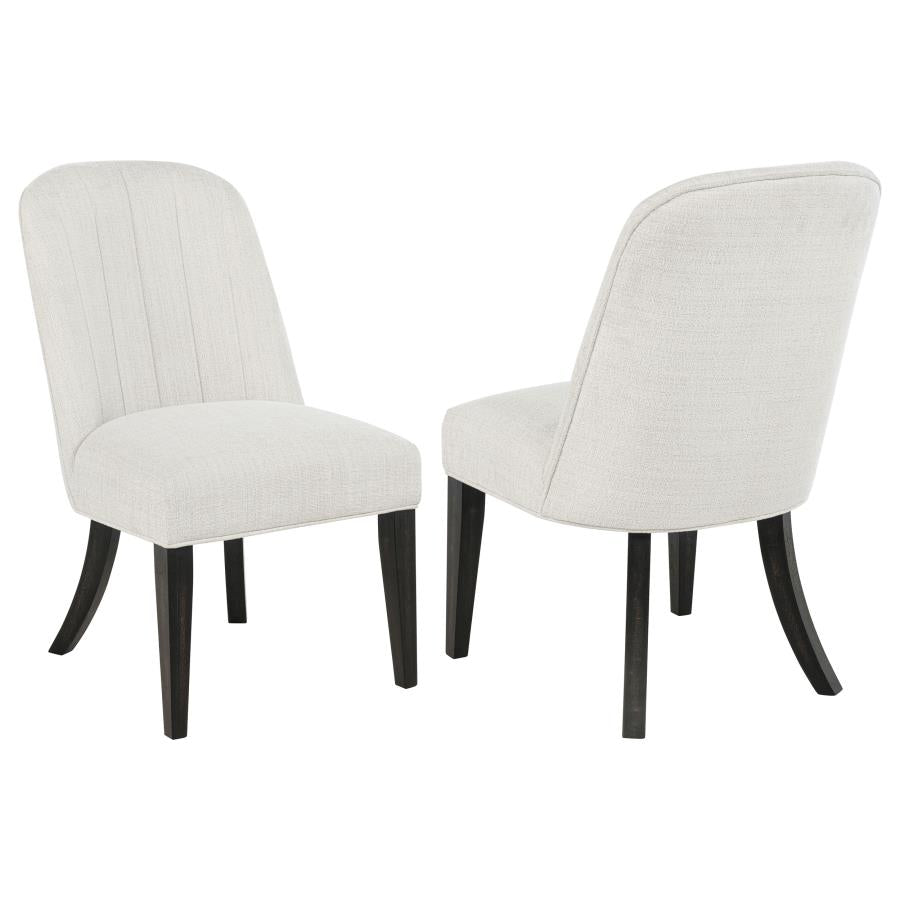 Leandro Upholstered Dining Side Chair Cream (Set of 2) | Beige | Cream / Burnished Black | 115392