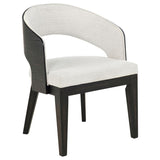 Leandro Upholstered Dining Arm Chair Cream (Set of 2) | Black | Burnished Black / Cream | 115393