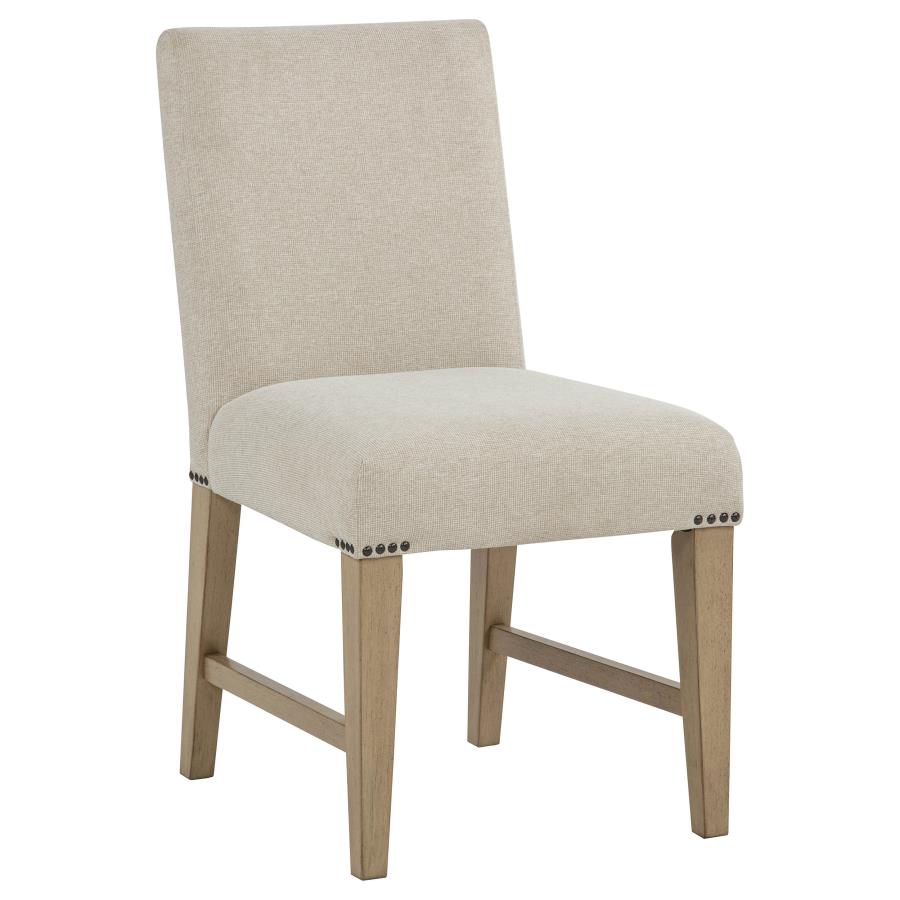 Naser Parsons Dining Side Chair Beige and Light Oak (Set of 2) | Beige | Light Beige / Light Oak | 115482LTO