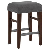 Naser Upholstered Counter Stool Grey and Dark Walnut (Set of 2) | Brown | Grey / Dark Walnut | 115487DWA