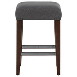 Naser Upholstered Counter Stool Grey and Dark Walnut (Set of 2) | Brown | Grey / Dark Walnut | 115487DWA