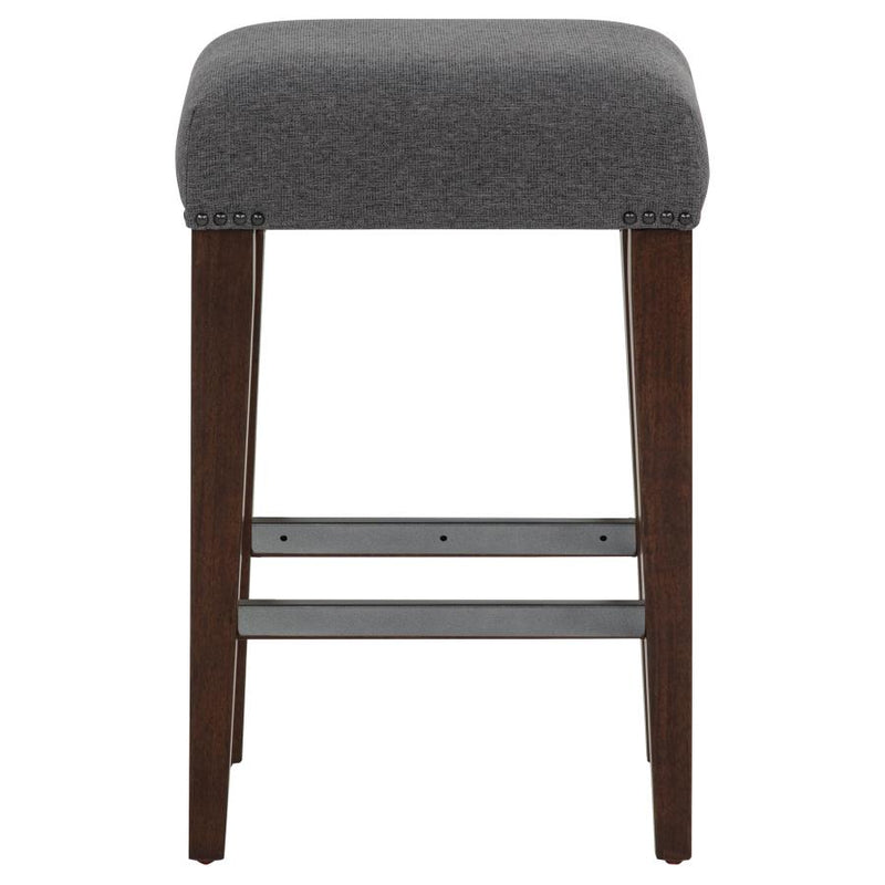 Naser Upholstered Counter Stool Grey and Dark Walnut (Set of 2)