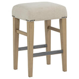 Naser Upholstered Counter Stool Beige and Light Oak (Set of 2) | Beige | Light Beige / Light Oak | 115487LTO
