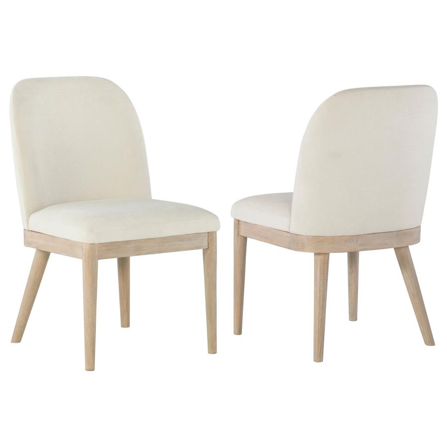 Solano Upholstered Dining Side Chair Beige (Set of 2) | Brown | Weathered Mango | 115502