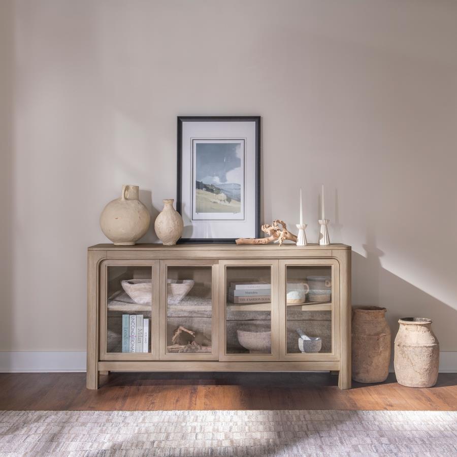 Solano Sliding Door Dining Sideboard Server Weathered Mango