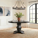 Florence Round 60-inch Pedestal Base Dining Table Black | King | Black | Distressed Black | 115530