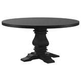 Florence Round 60-inch Pedestal Base Dining Table Black | King | Black | Distressed Black | 115530