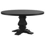 Florence Round 60-inch Pedestal Base Dining Table Black | King | Black | Distressed Black | 115530