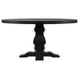 Florence Round 60-inch Pedestal Base Dining Table Black | King | Black | Distressed Black | 115530