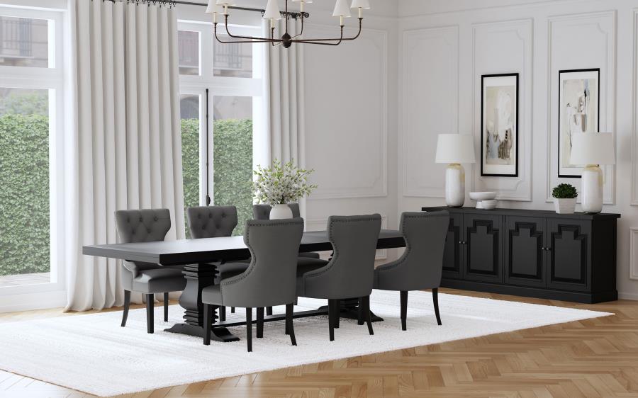 Florence 7-piece 126-inch Extension Dining Table Set Grey | King | Black | Distressed Black / Grey | 115531-S7G