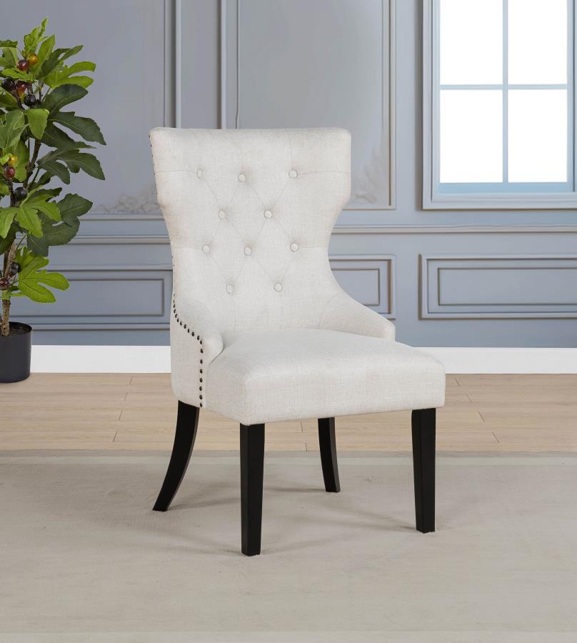 Baney Fabric Upholstered Dining Side Chair Cream and Black | Beige | Cream / Black | 115572