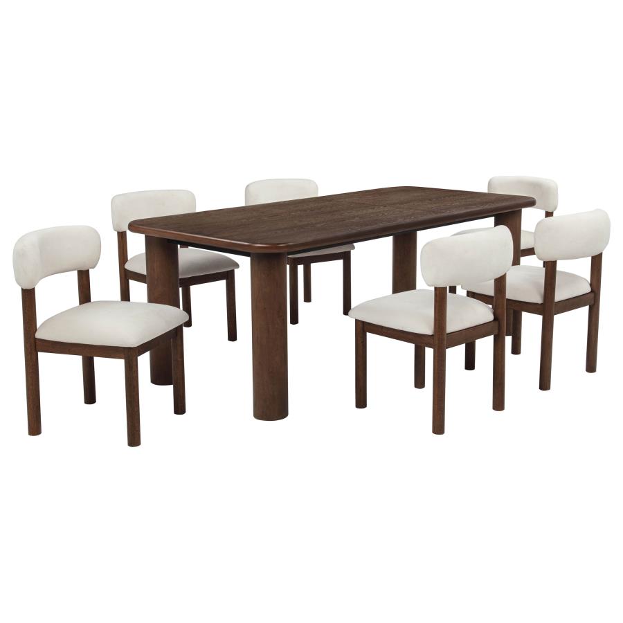 Faulkner 7-piece 84-inch Extension Dining Set Cream | Brown | Brown Oak / Cream | 115601-S7A