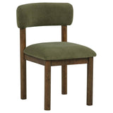 Faulkner Upholstered Dining Side Chair Moss Green (Set of 2) | Green | Moss / Brown Oak | 115602MOS