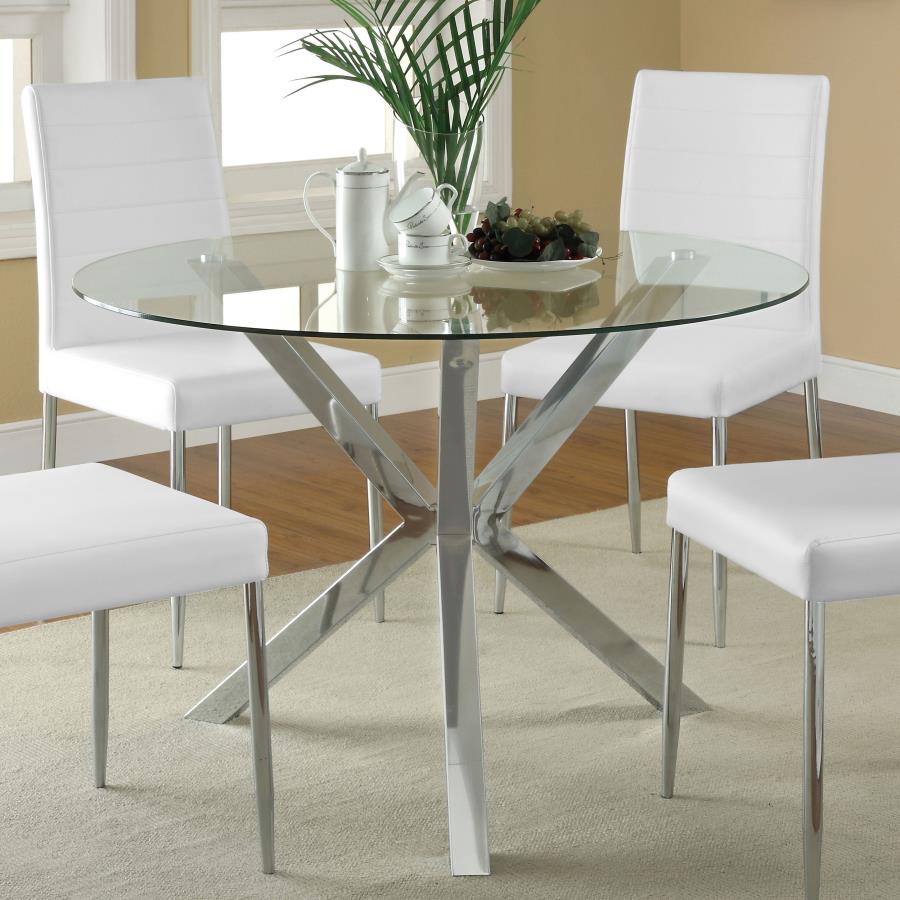 Vance Round 41-inch Glass Top Asterisk Dining Table Chrome | Silver | Chrome | 120760