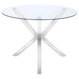 Vance Round 41-inch Glass Top Asterisk Dining Table Chrome | Silver | Chrome | 120760