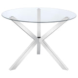 Vance Round 41-inch Glass Top Asterisk Dining Table Chrome | Silver | Chrome | 120760