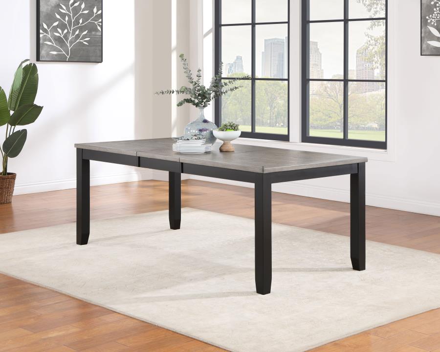 Elodie Rectangular 78-inch Extension Leaf Dining Table Black | Grey | 121221
