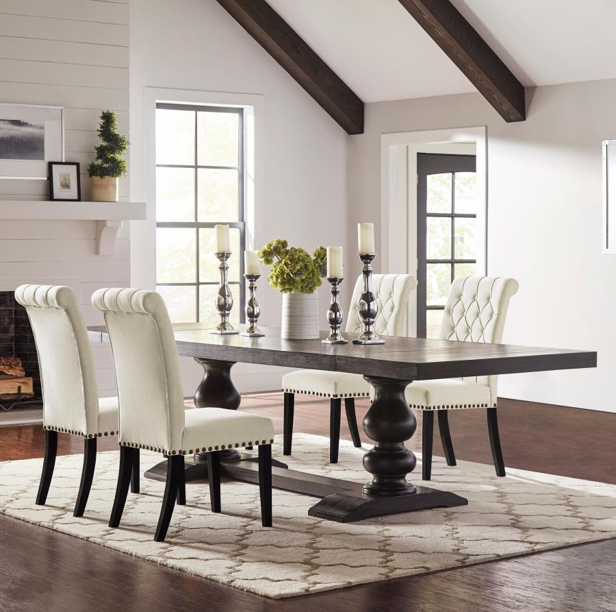 Phelps 5-piece Rectangular Dining Table Set Distressed Noir | Black | Distressed Noir / Beige / Smokey Black | 121231-S5