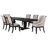 Phelps 7-piece Rectangular Dining Table Set Distressed Noir | Black | Tan / Distressed Noir | 121231-S7A