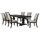 Phelps 7-piece Rectangular Dining Table Set Distressed Noir | Black | Tan / Distressed Noir | 121231-S7C