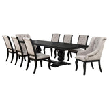 Phelps 9-piece Rectangular Dining Table Set Distressed Noir | Black | Tan / Distressed Noir | 121231-S9A